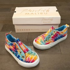 New Blowfish Malibu Kids Size 8 Tie Dye Slip On Sneakers Canvas Shoes
