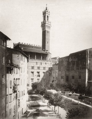 Siena Italy Torre del Mangia Bell Tower Gothic Architecture Vtg. Photo 19thC.
