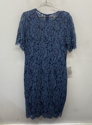 Eliza J Women's Blue Lace Sheath Dress Short Sleeve Floral Occasion Sz 16  NWT | eBay