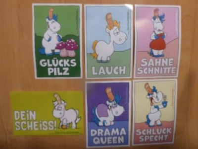 Smelly finger unicorn (liqueur) stickers 6 pieces different motifs (55x85 mm)