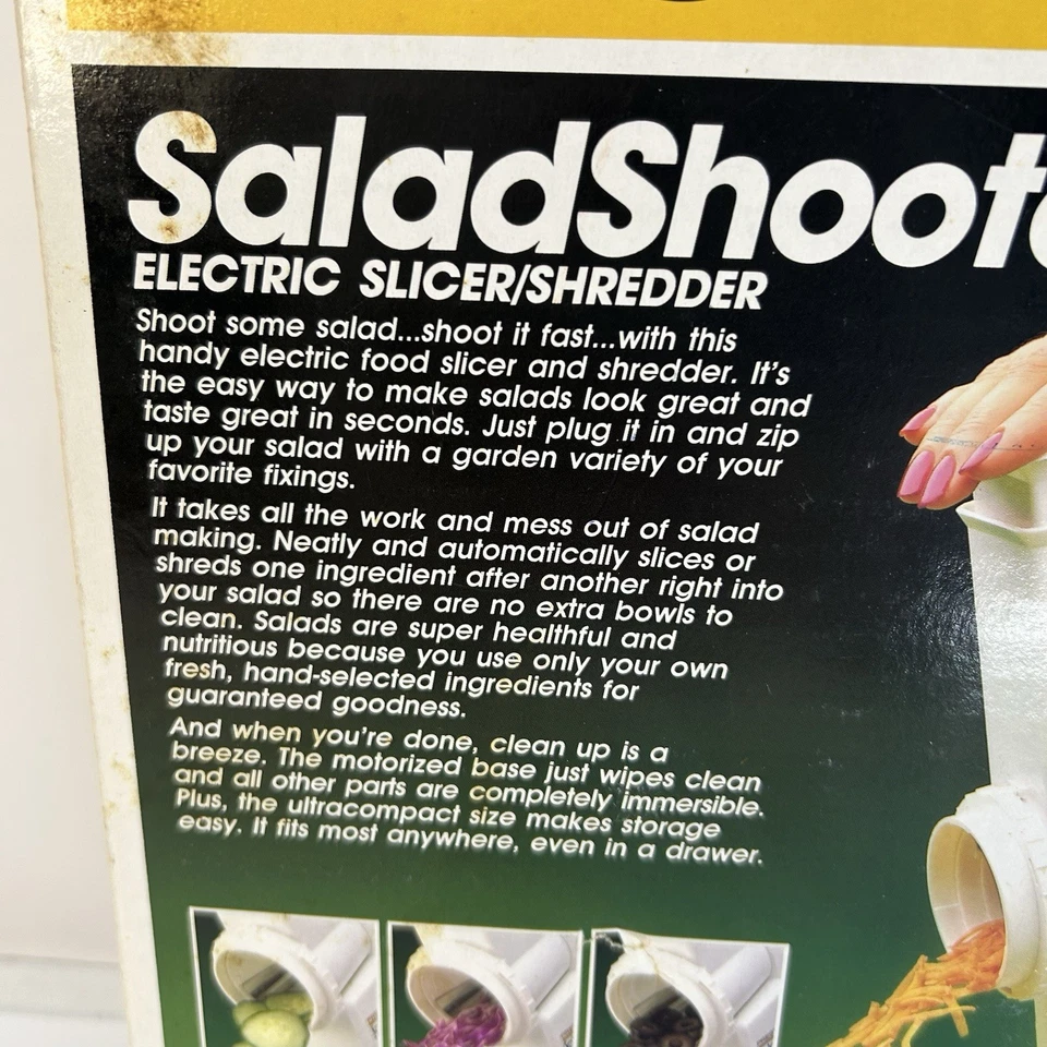 Presto Salad Shooter 02910  Electric Food Slicer Shredder Vintage 1989 Sealed - Image 2 of 4