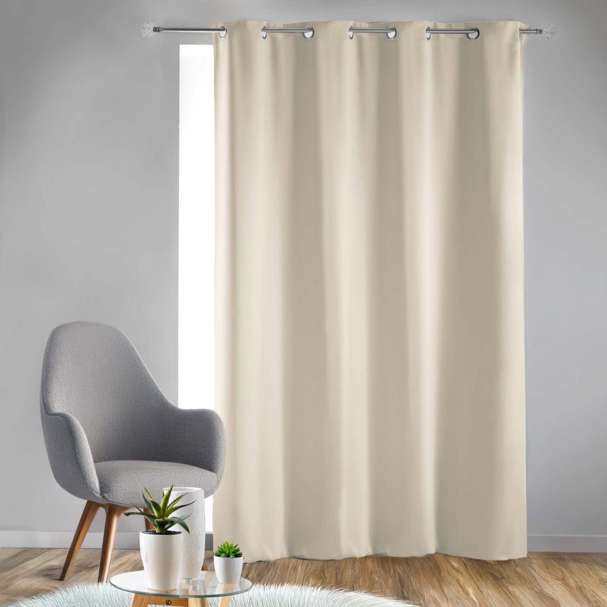 Rideau occultant à œillets naturel 135x280 pour chambre et salon moderne