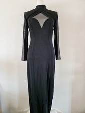 Vintage Tadashi Shoji Dress Long Illusion Cocktail Evening Gown Sheer Black M