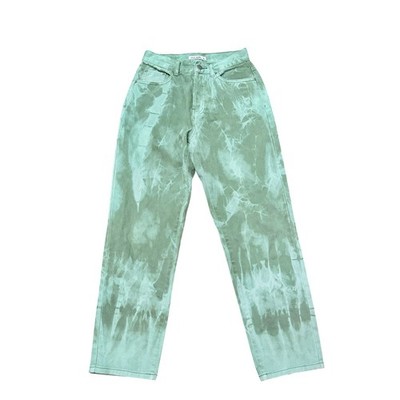 12th Tribe Size Medium Green Tie-Dyed High Waisted Button-Fly Tapered Leg Jeans