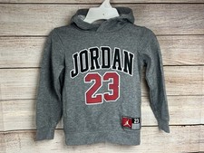 Boy's Nike Air Jordan 23 Cotton Fleece Hoodie Sweatshirt XS 4-5 Yr Jumpman Gray