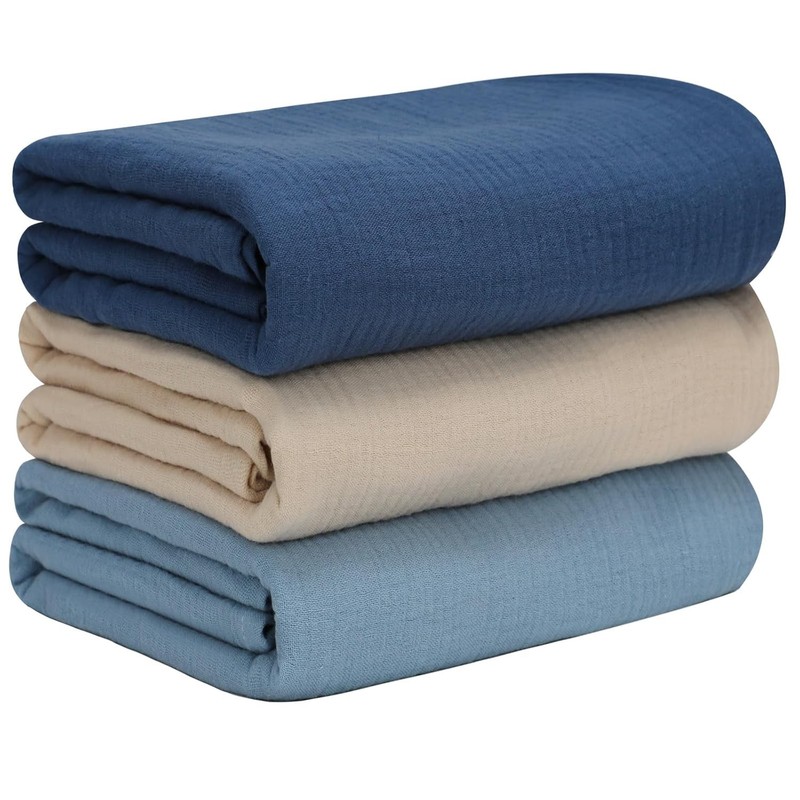 Baby Muslin Swaddle Blankets 3-Pack Soft Breathable Muslin Cotton NEW 37 x 49"