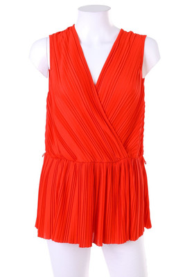H&M Blouse Top Plissé Wrap Effect M red