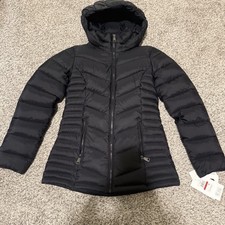 DKNY HOODED LIGHTWEIGHT QUILTED PUFFER JACKET in BLACK NWT SIZE S