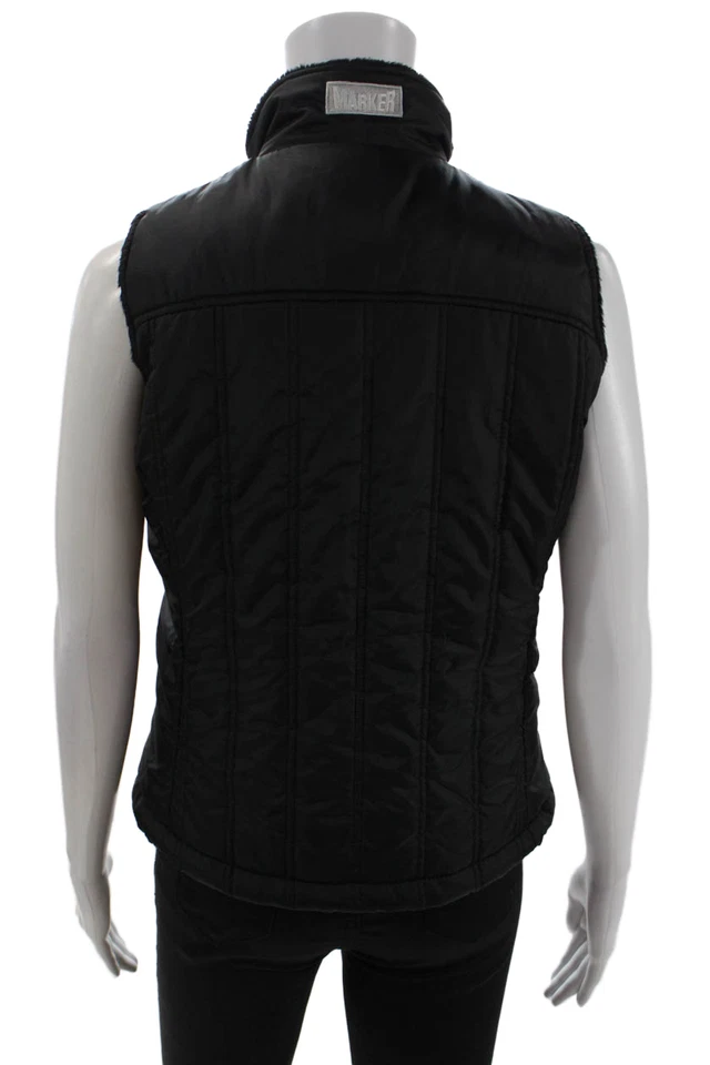 Chaqueta acolchada acolchada Marker para mujer negra con cremallera cuello alto sin mangas talla S Foto 3 de 4
