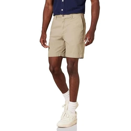 AMAZON ESSENTIALS MEN'S SLIM-FIT 7" CHINO SHORT, SIZE MEN 28, KHAKI