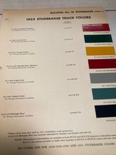 1952 Studebaker Truck Dupont 18 Color Chip Chart Original 1 Pages 1952 Studebaker Truck Dupont 18 Color Chip Chart Original 1 Pages