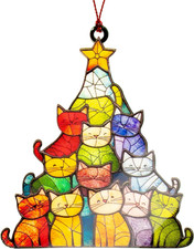 Cat Lover Gifts for Women, Colorful Cat Ornament for Christmas Tree, Cute Cat Or