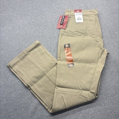 Dickies Work Pants Womens 13 (34x32) Boot Cut Khaki Work Wear Stretch Tan NWT