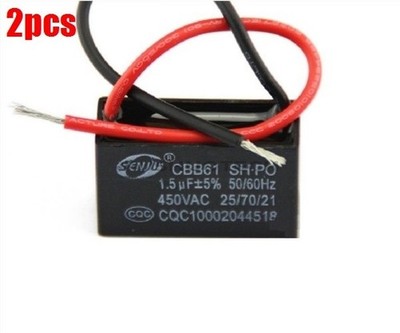 2Pcs Running Start Up Capacitor CBB61 1.5UF 450V Ac Metallized Pp Film Motor az 