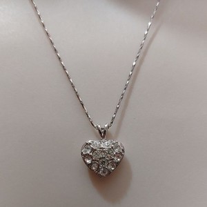Authentic 18K RGP Rolled Gold Plated Necklace With Crystal Paved Puffy Heart Pendant