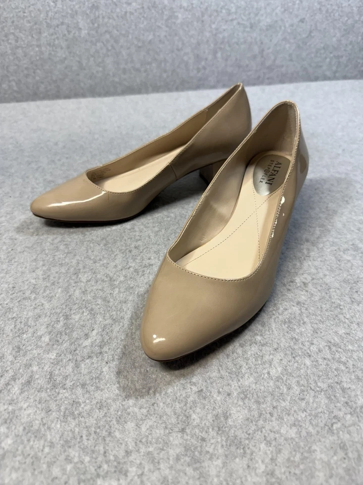 Zapatos de salón Alfani Step N Flex para mujer talla 7,5 M beige tacón ancho cómodos Foto 3 de 4