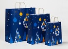 Papiertragetaschen magische  Weihnachten Papiertüten Tüten Weihnachtskugeln blau