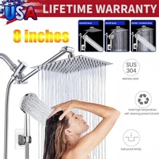 8"Rain Shower Head with Handheld Spray Combo High Pressure Adjustable Arm`
