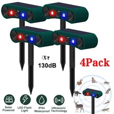 4pcs Solar Outdoor Motion Sensor Alarm 2 130db Ultrasonic Siren 4 Modes Flashing
