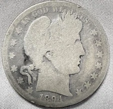 1894-United States 1/2 Dollar "Barber Half Dollar" 11.6gr KM# 116 Best seller