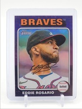 EDDIE ROSARIO 2024 TOPPS HERITAGE CHROME PURPLE REFRACTOR BRAVES Q3478