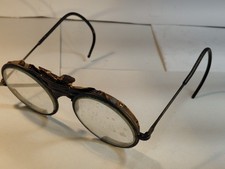 Protective goggles / glasses steam punk w worn leather. Very thick lenses.