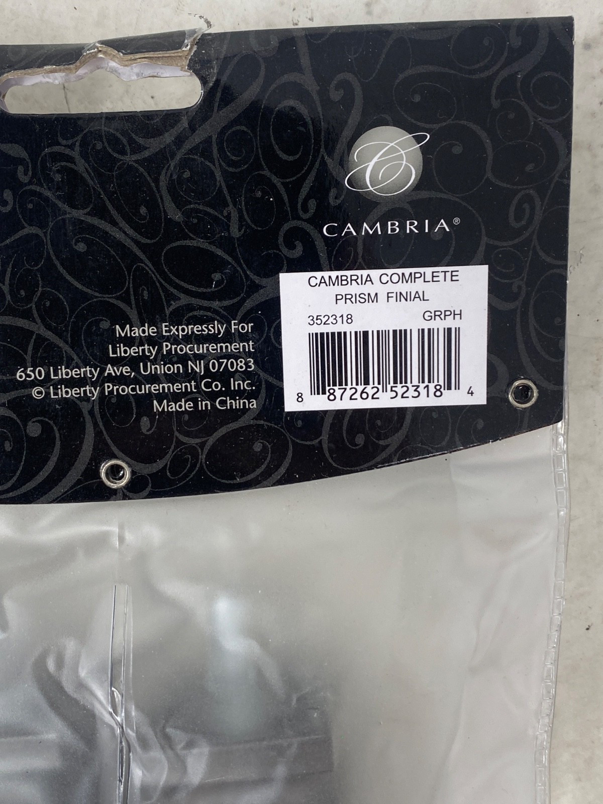 Cambria Premier Prism Curtain Rod Finials in Graphite Set of 2