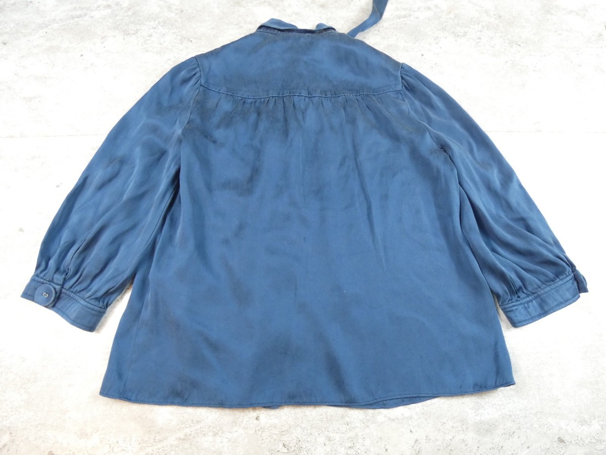 Sea By Chloe Shirt Women 4 Blue Sueded Silk Poet Blouse View 3