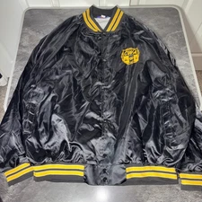 VTG CWA Jacket Print Graphic Mens Sz 3XL Snap Front Union Made Black/Yellow 