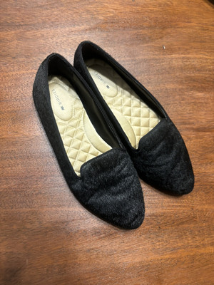 Birdies The Starling Black Calf Hair Loafer Flats Slip On Shoes SZ 8
