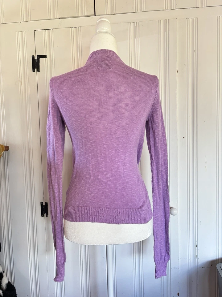 Vintage American Eagle Lilac Button Up Knot Cardigan ~ Size XS - Image 4 of 4