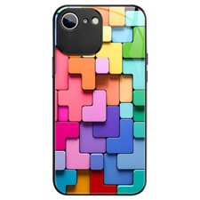For iPhone SE 2022 / SE 2020 / 8 Colorful Toy Bricks Pattern Shockproof Glass Ph
