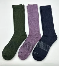 BOMBAS 3 Pairs Men's Cushion Solid Calf Socks 3 Colors Mix Size XL 13.5-16