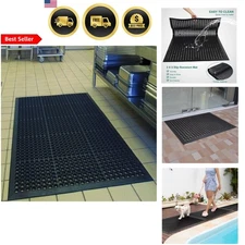 Outdoor Rubber Floor Mat Non Slip Drainage Entrance Garage Kitchen 36x60