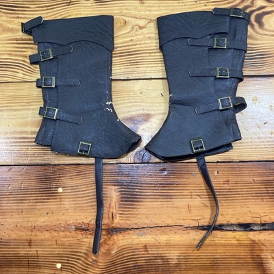 Vintage Leg Armor Gaiters LARP Cosplay Medieval Leather / Faux Leather (?)