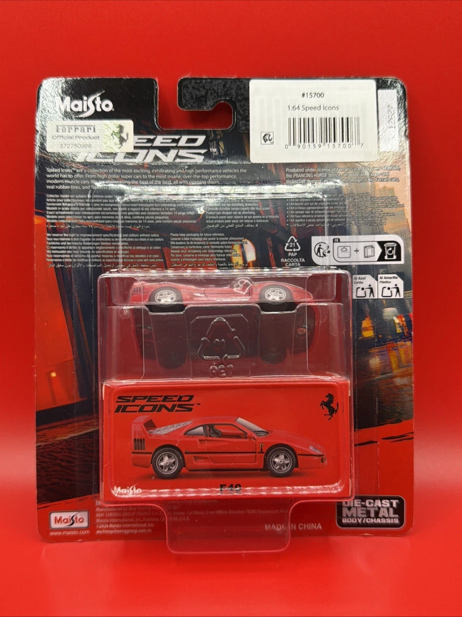 Maisto Speed Icons - Ferrari F40 1:64 Red Diecast Limited Edition #15700 Sealed