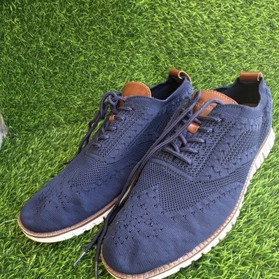 Leisure Men's Navy Knit Sneakers EU 46 Lightweight Breathable Rubber Sole
