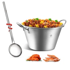 Stainless Steel 25 Inches Mexican Cazo Para Carnitas 69 QT with 48" Large Spoon