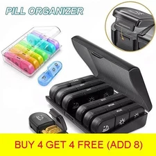 Storage 7 Day Weekly Container Organizer Pill Box Dispenser Medicine Tablet Case