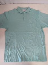 VTG Burberry Polo Shirt Men XL Turquoise Cotton Knit USA Made S/S Pocket Logo
