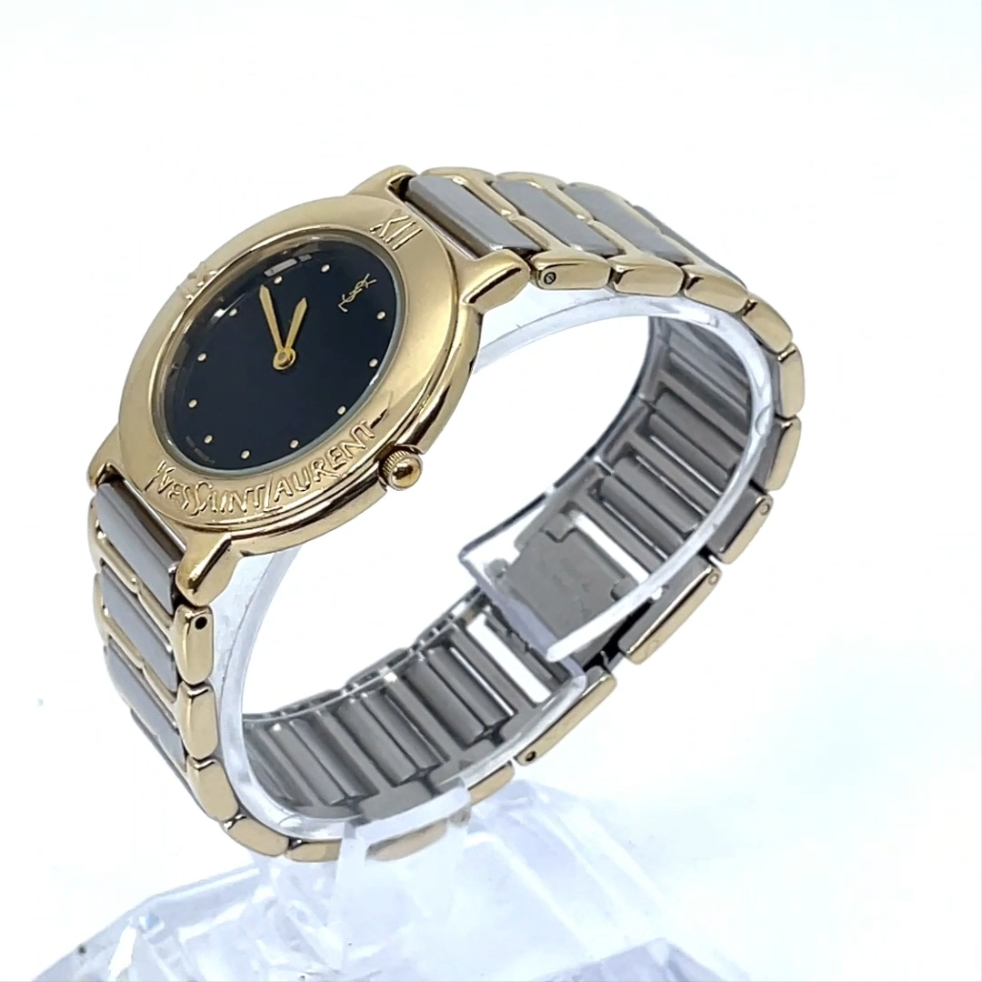 [N.MINT] Orologio Vintage Yves Saint Laurent 4620 E60957 30mm Oro Qz Quadrante Nero JP