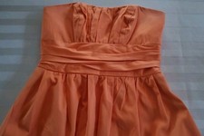 David's Bridal Orange Strapless Prom Wedding Cocktail Evening Dress Size 4 Pocke