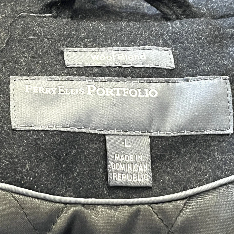 Men's Perry Ellis Portfolio Black Wool Blend Jacket Size Large - Image 3 of 4