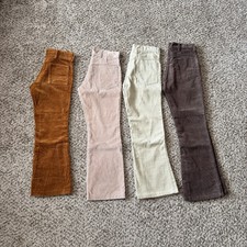 Lot of 4 VTG 70s Womens Corduroy Flare Bell Bottoms Pants Waist 28-29