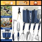 9-Piece Heavy Duty Gardening Tools Set with Non-Slip Grip & Large Garden Bag - D