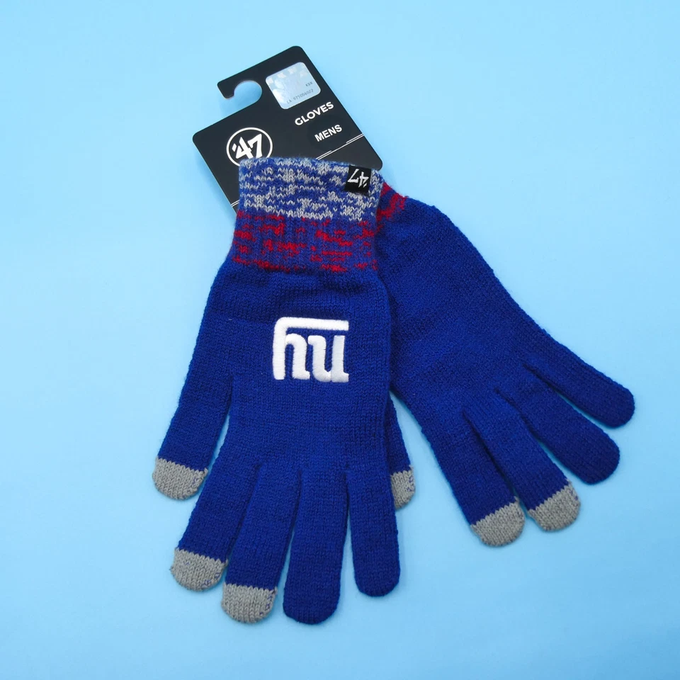 Guantes de invierno New York Giants para hombre marca '47 azul tejido NFL fútbol preppy nuevos Foto 2 de 4