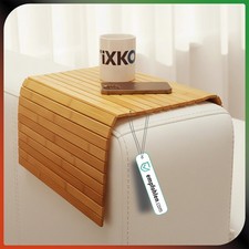 Flexible Bamboo Couch Tray 63x37cm Sofa Tray Armrest Organizer Non Slip