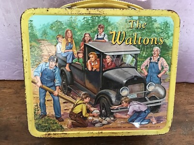 Vintage The Waltons Metal Lunch Box Pail With Thermos 1973 Aladdin