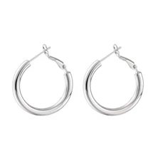Women Silver Gold Plated Tube Latch Back Swivel Hoop Earrings 26mm K35A