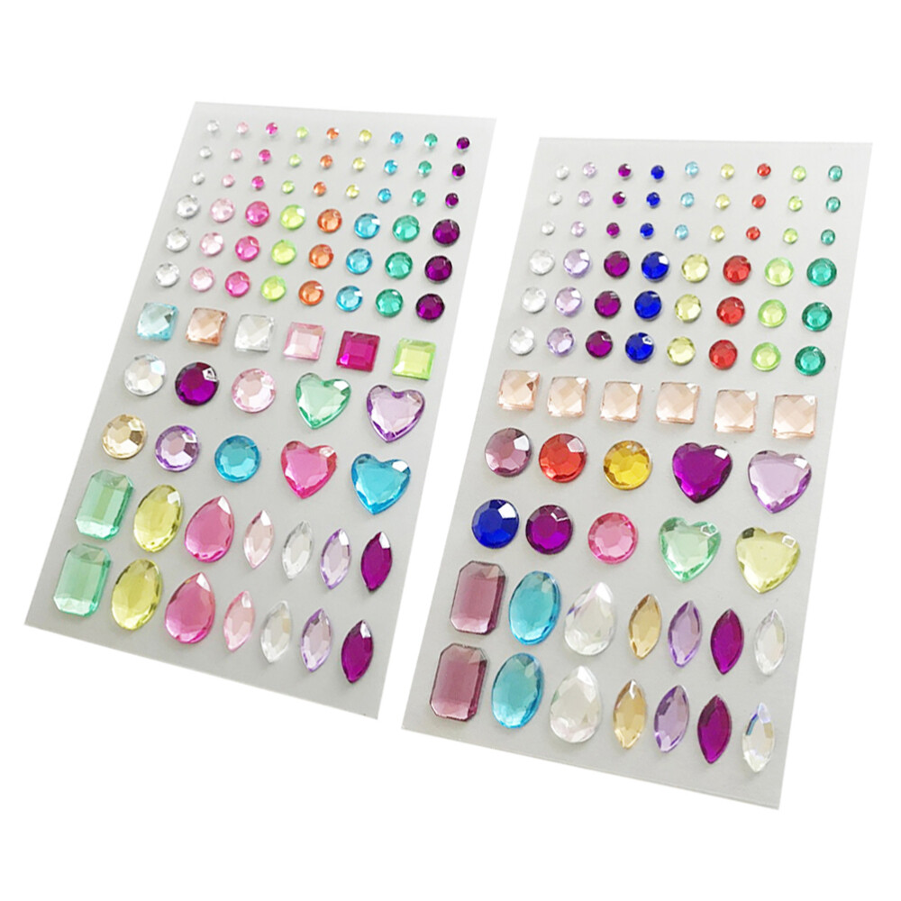 2 Sheets Sticky Rhinestone Stickers for Phone or Child Decoration Easy to Apply